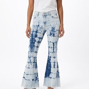 Peach Love CALIFORNIA P28000-01 Tie-Dye Flare Jeans Women Denim Size M